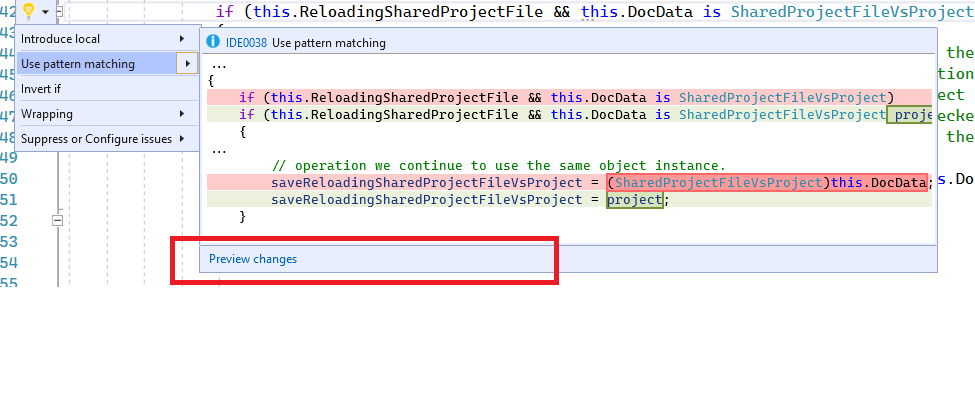 "Use pattern matching" no longer has a Fix All · Issue #42461 · dotnet ...