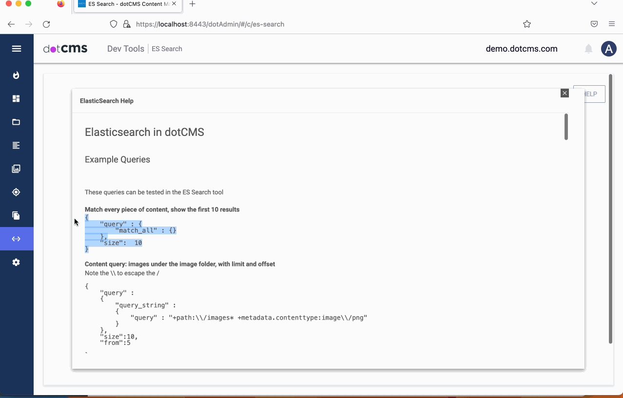 Es query tool borked issue 23379 dotcms core github
