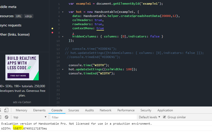 UpdateSettings works very slow for hiddenColumns and Rows · Issue #4381 ...