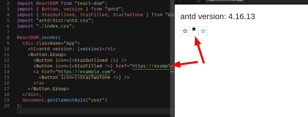 Icon of a button inside a button group is not centered when href ...