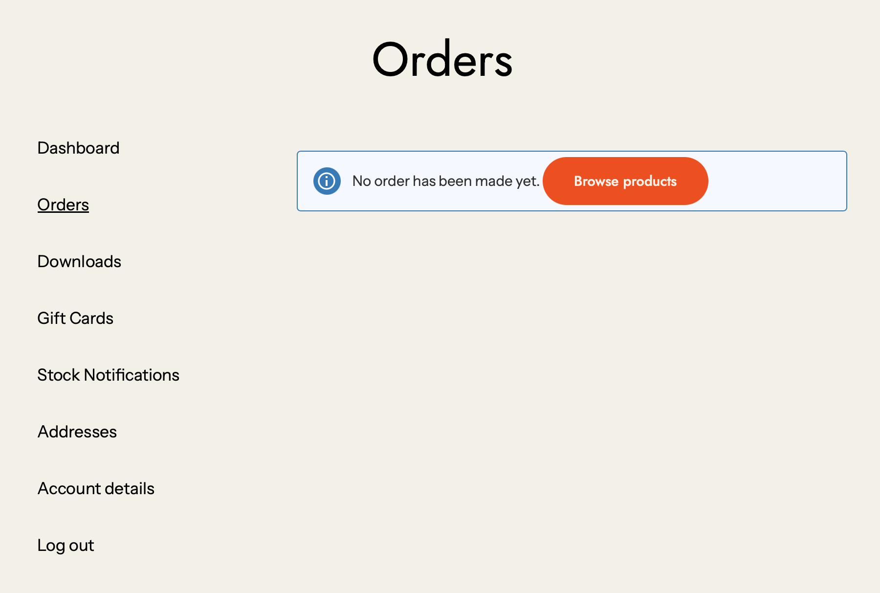 Missing CSS class on the empty-orders notice CTA in the My Account ...