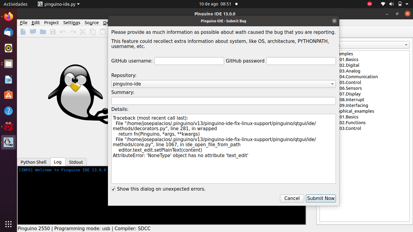 Problemas al detectar placa pinguino 2550 en ubuntu20.04.4 LTS DE ...