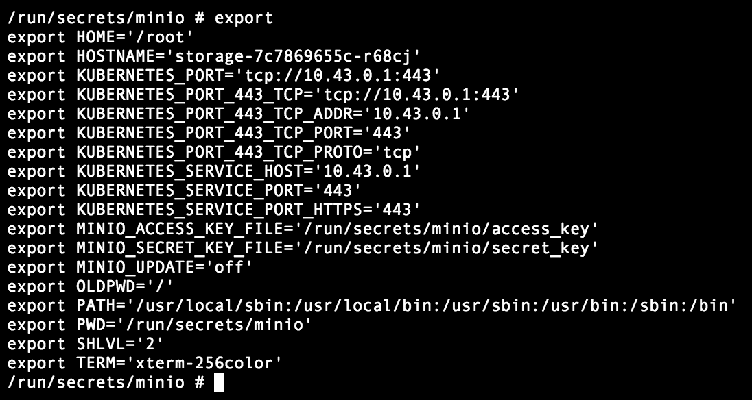 secret file environment variable ignored at minio start