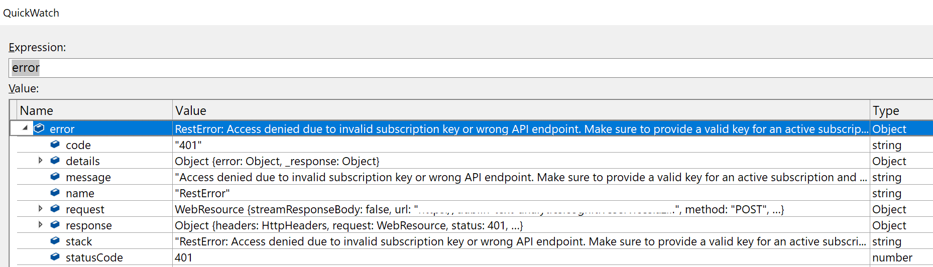 [Cognitive Services Text Analytics] Error Object not fully typed ...