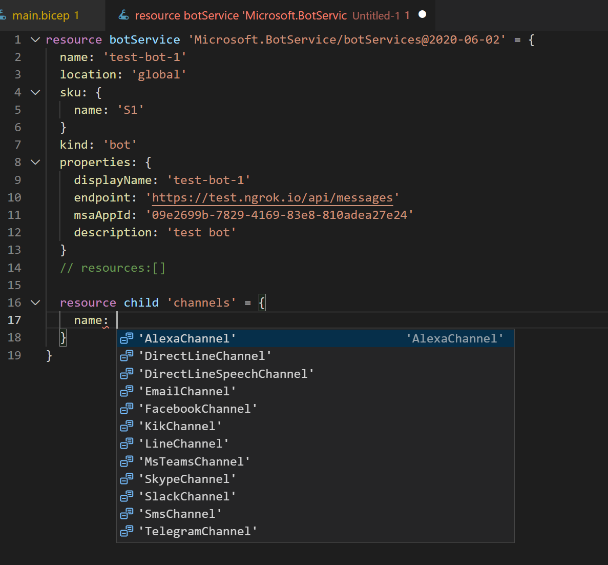 Unable to add channel configurations in Bot Service · Issue 3419