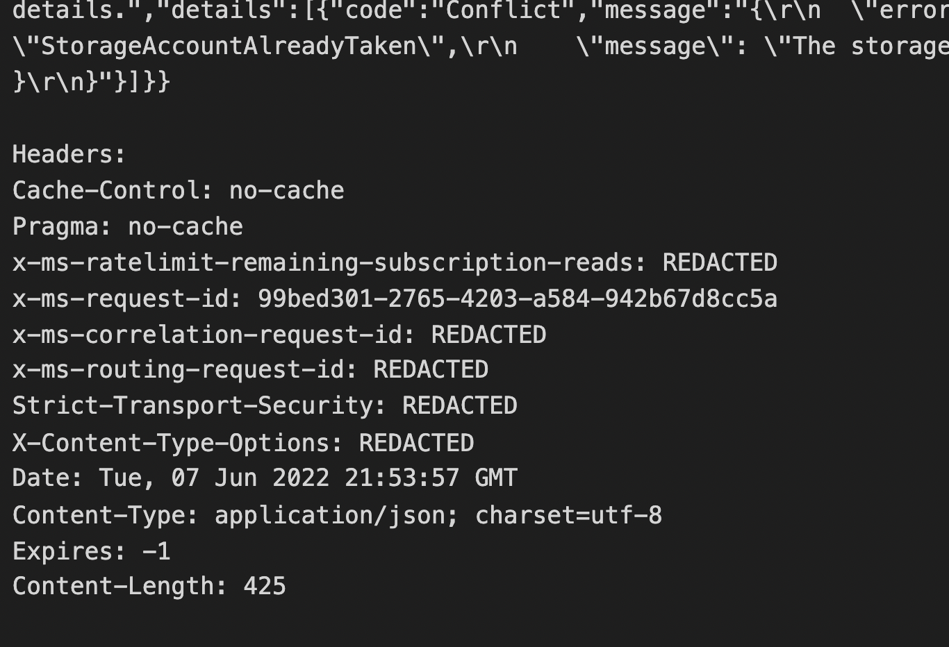 Bicep deploy Figure out why Azure SDK is redacting correlation ID (among other headers