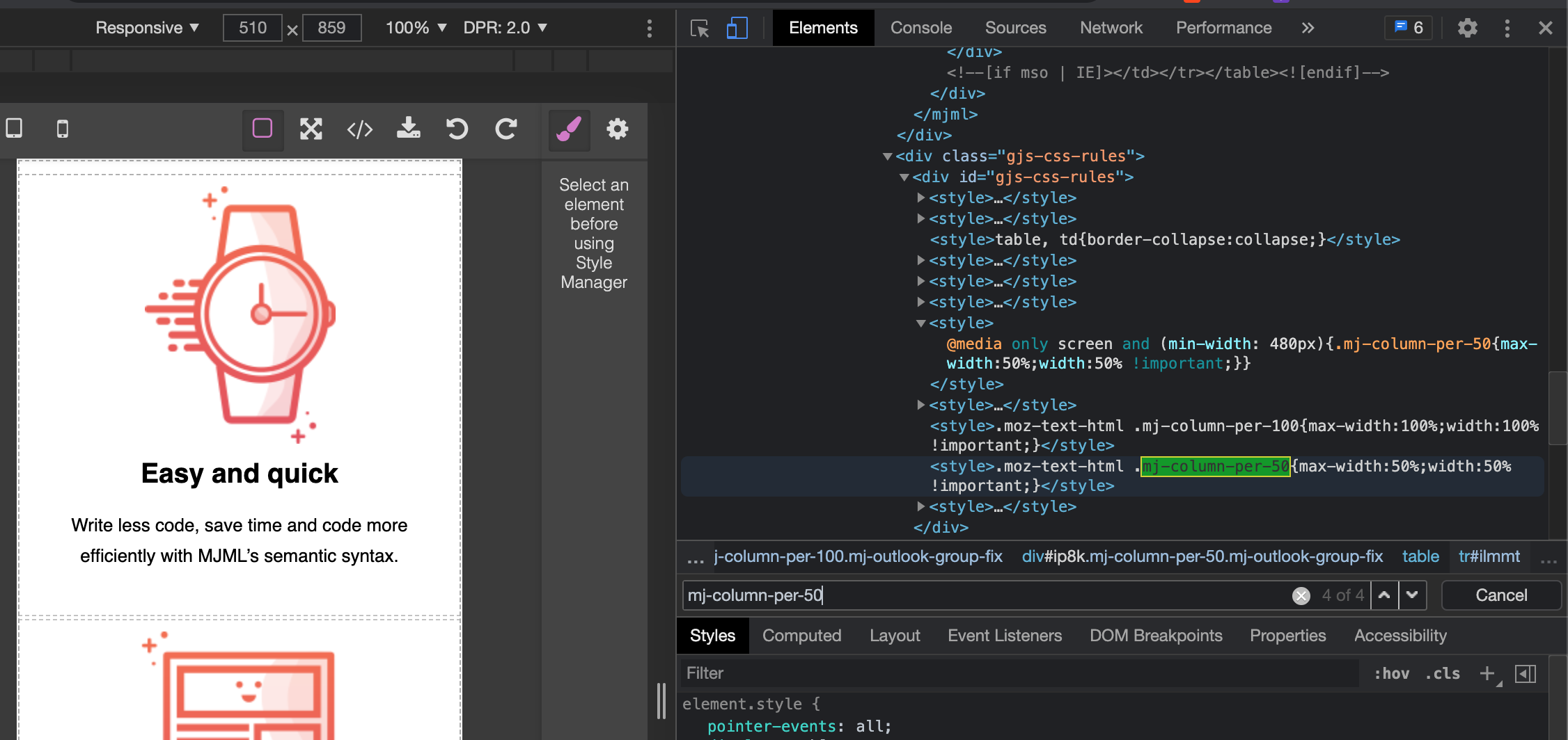 responsive mjgroup is not working in grapesjsmjml preview · Issue