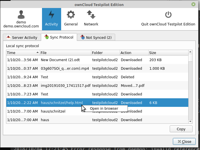 Entries from the Sync Protocol view cannot be opened locally · Issue ...