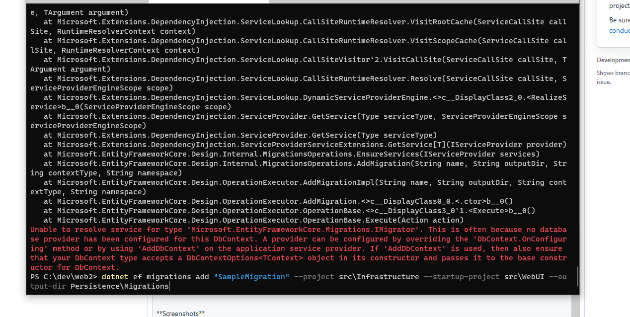 issue with migration on latest template · Issue #605 · jasontaylordev ...