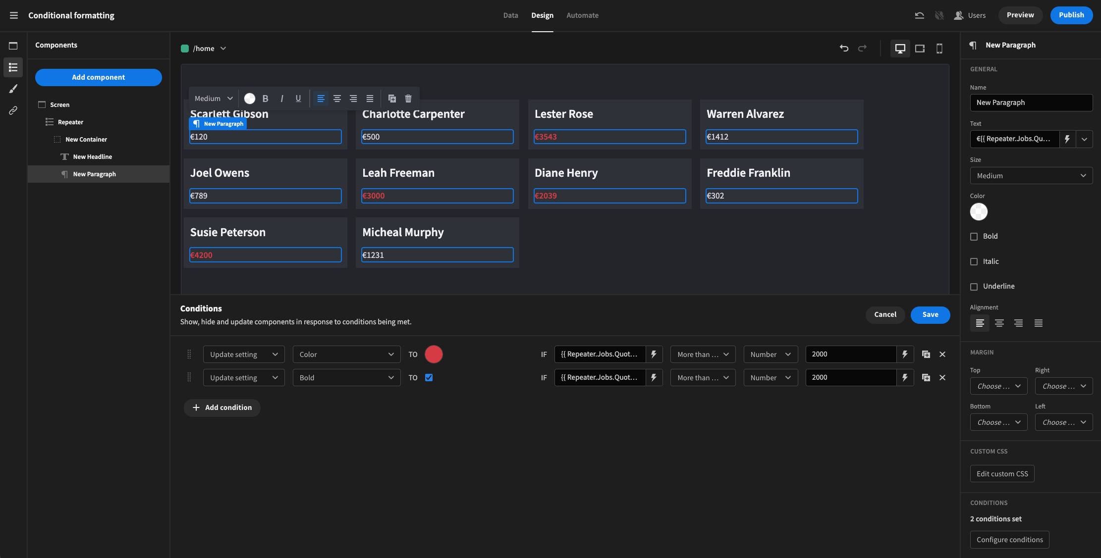 Is there a way to format text with handlebars? · Budibase budibase