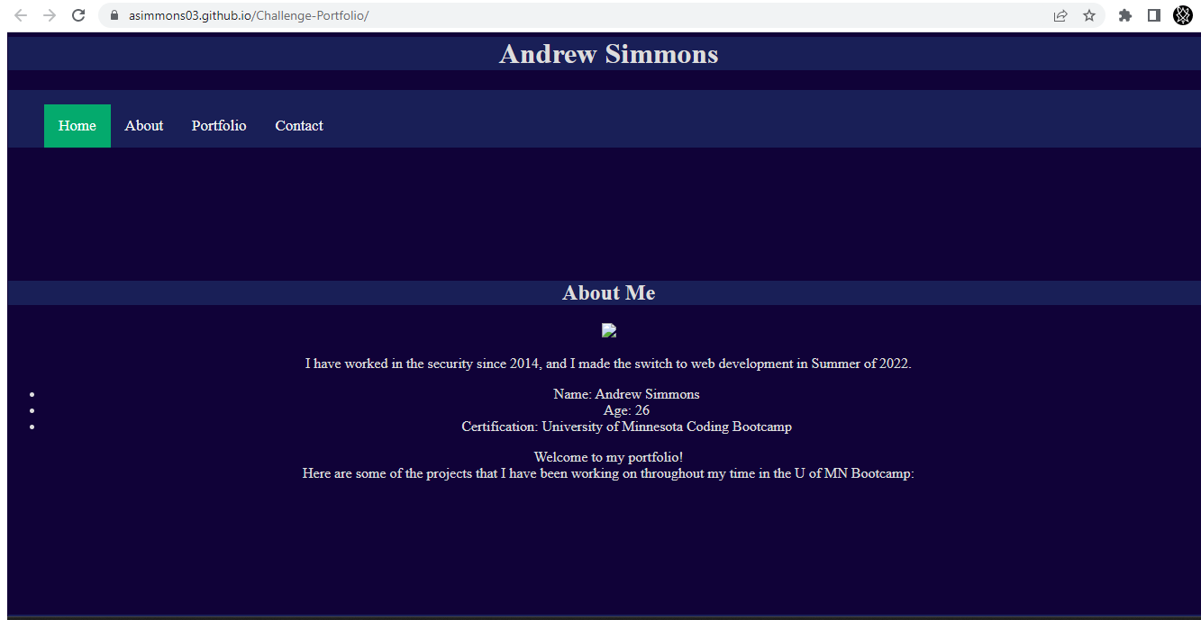 GitHub - asimmons03/Challenge-Portfolio: Module 2 Challenge for ...