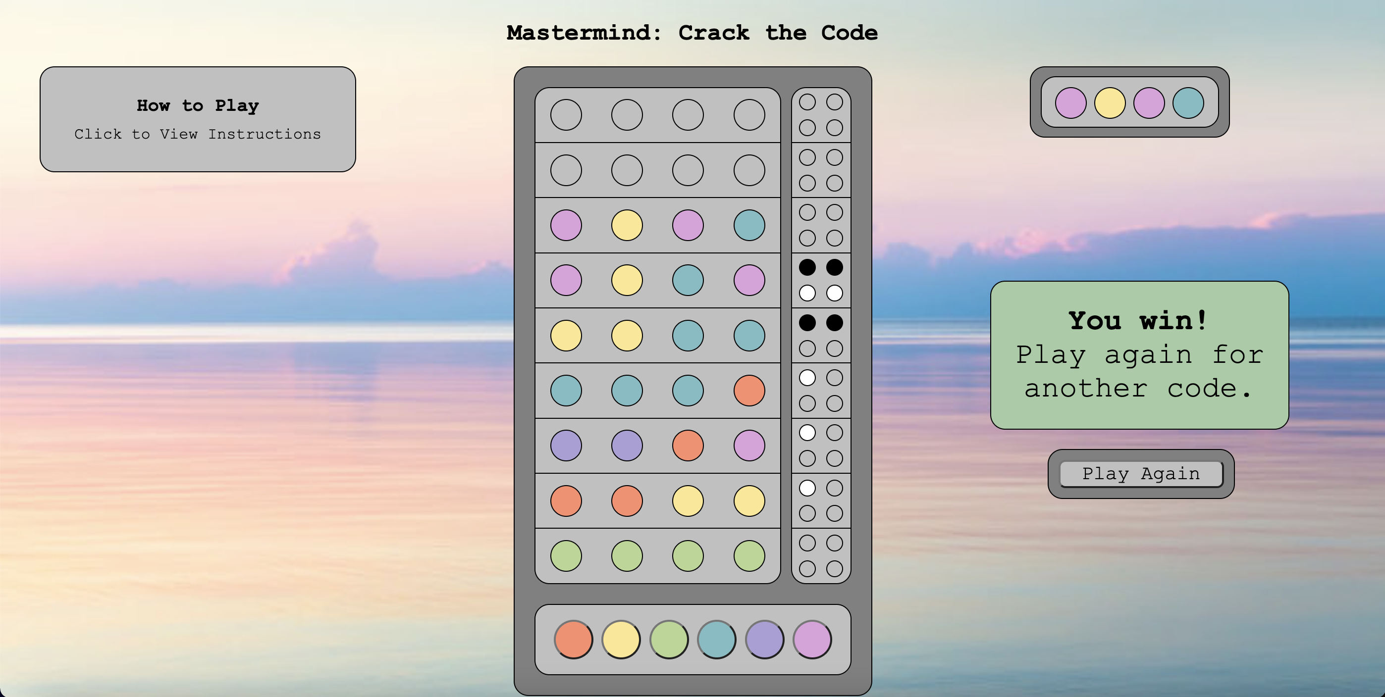 GitHub lcohen730/Mastermind_Game_GA_Unit_1_Project Creating a