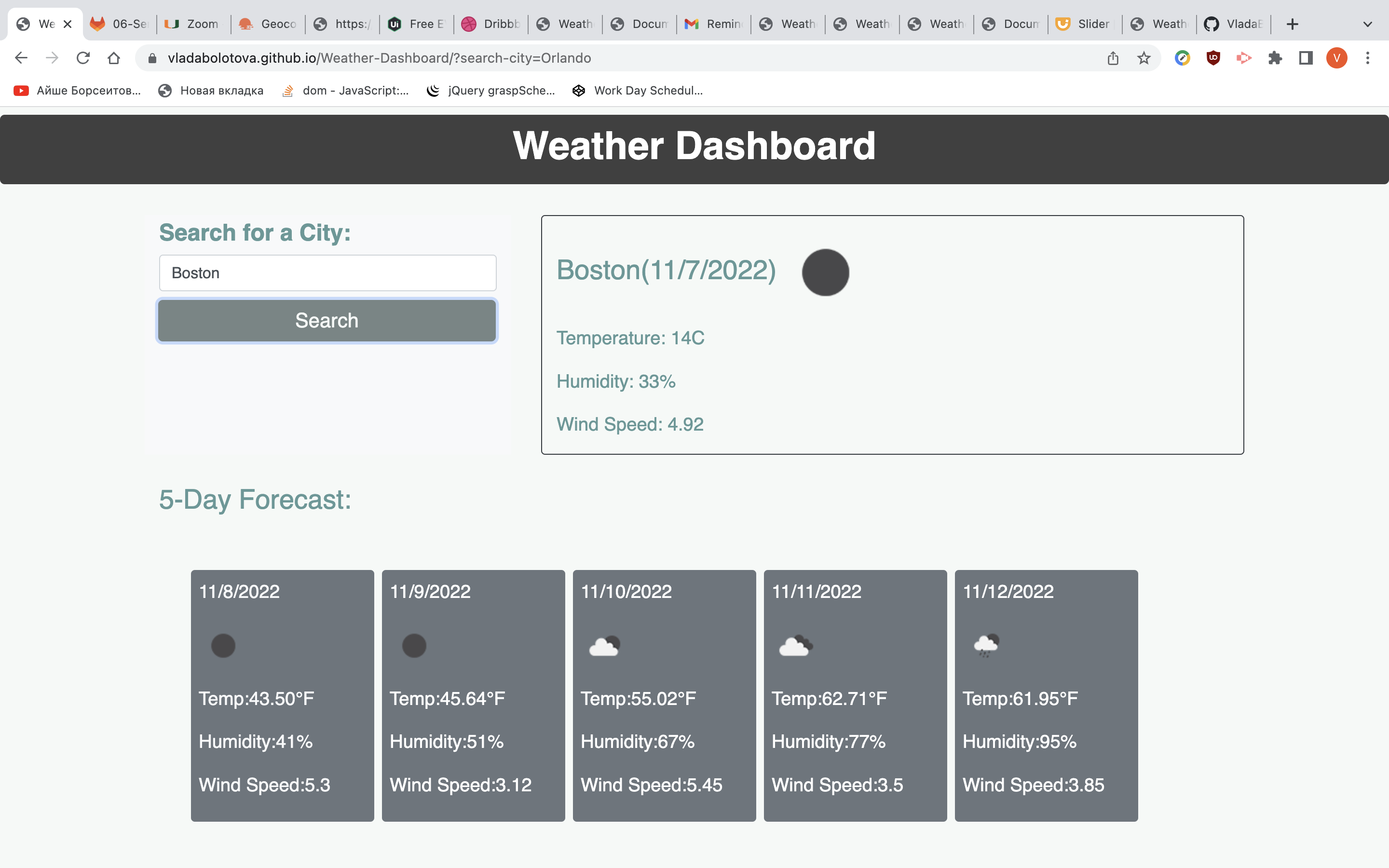 GitHub - VladaBolotova/Weather-Dashboard: This is a a simple weather ...