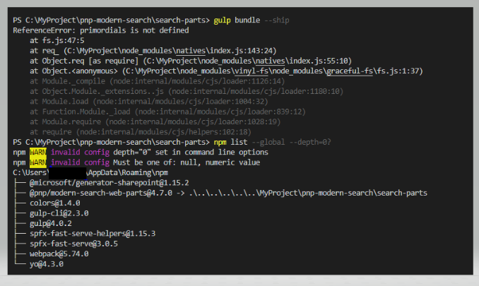 Issue with executing the PnP Modern search V4 solution. kindly helps ...