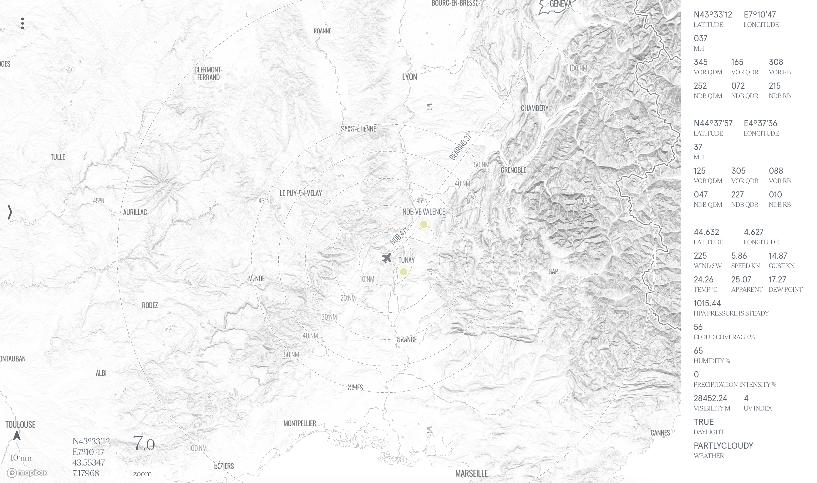 a screenshot of the flight planning app on app.tunay.io