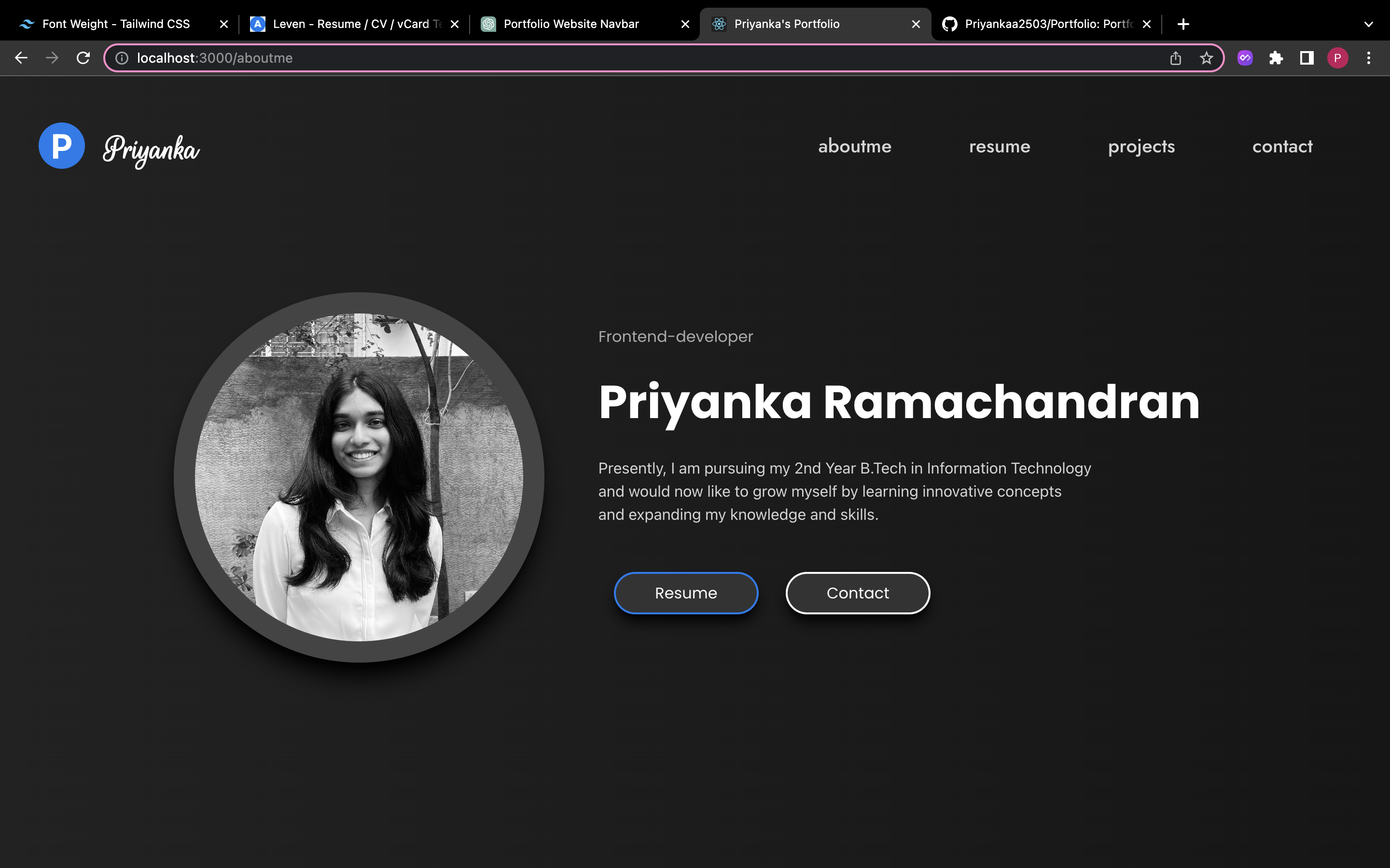 GitHub - Priyankaa2503/Portfolio: Portfolio website using React JS · GitHub
