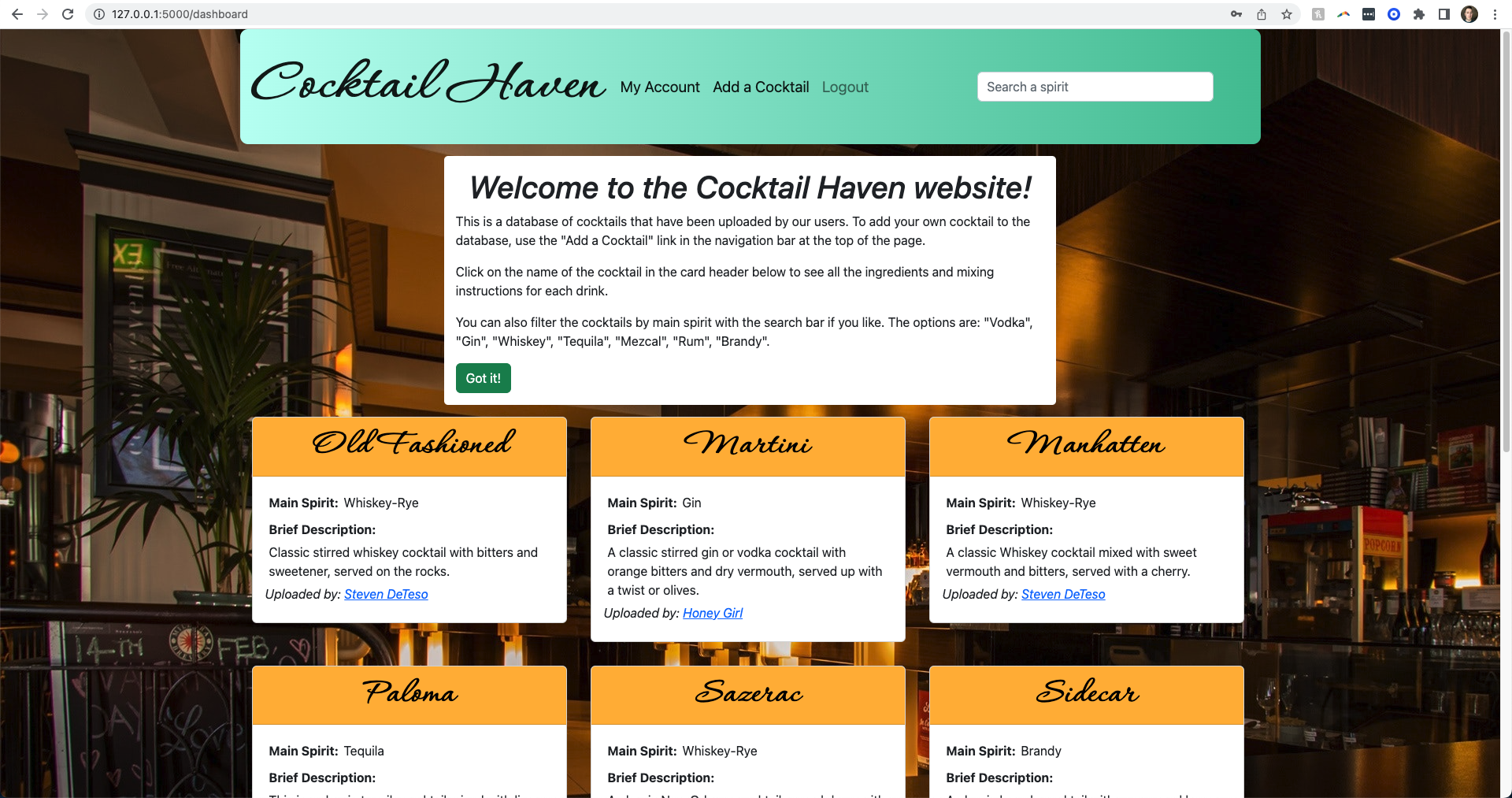 GitHub - Steven-DeTeso/cocktail_haven: This is a repository for my solo ...