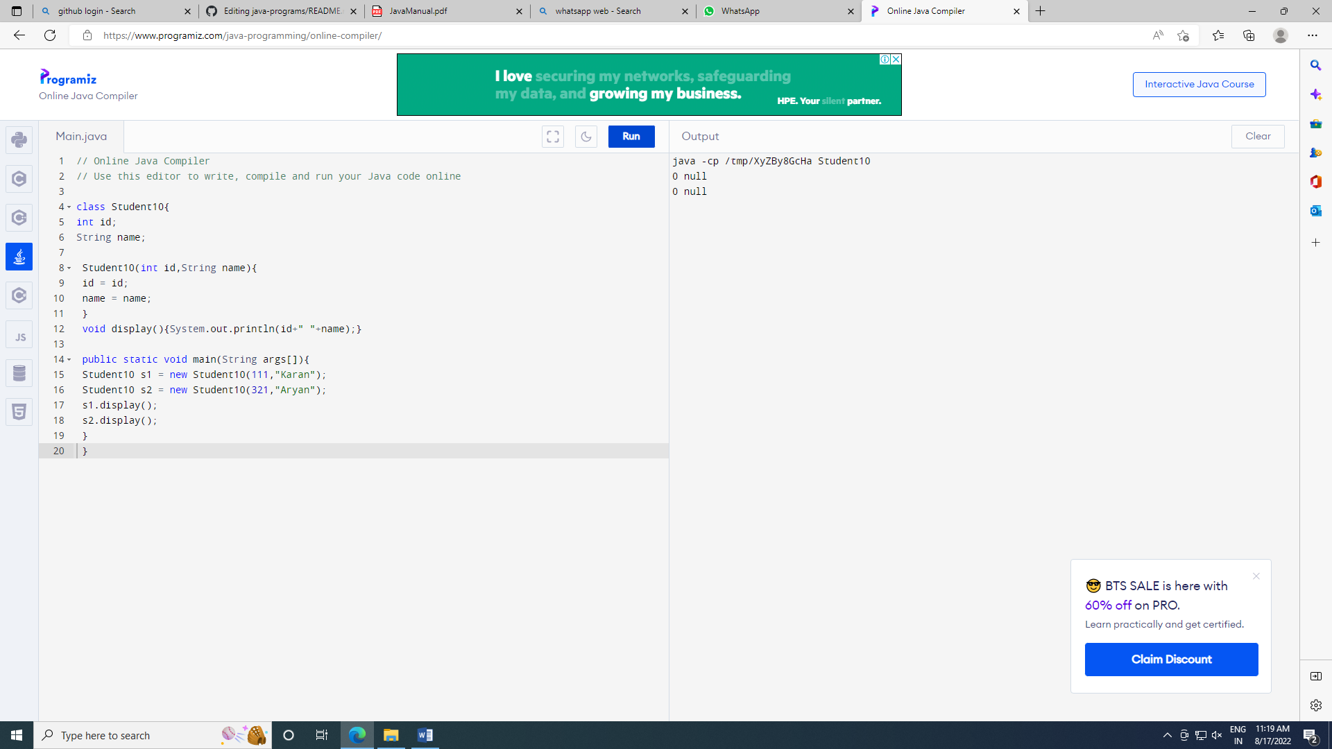 GitHub - sselva11/java-programs: snapshots for program output