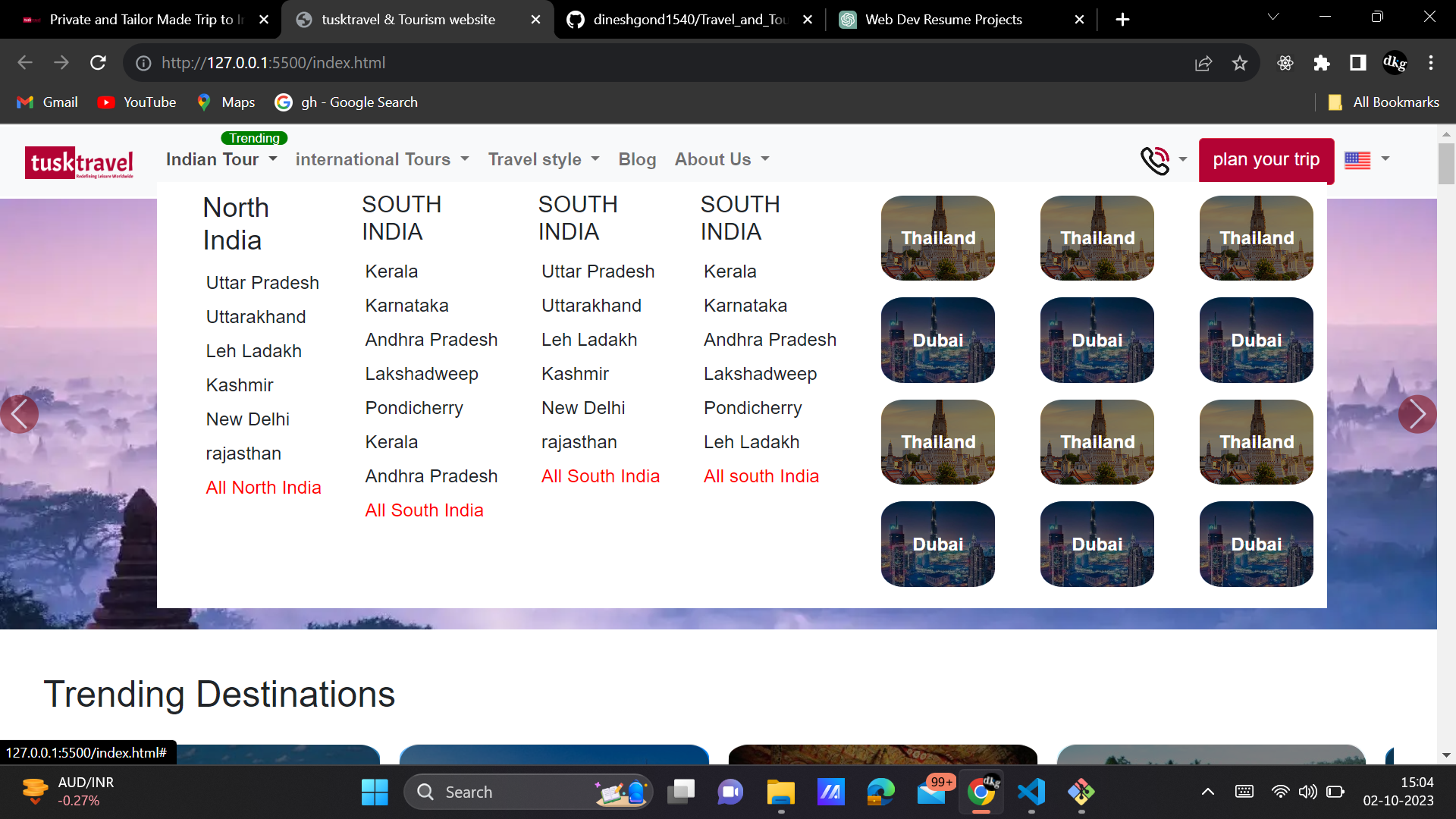GitHub - dineshgond1540/Travel_and_Tourism_Website: developed a travel ...