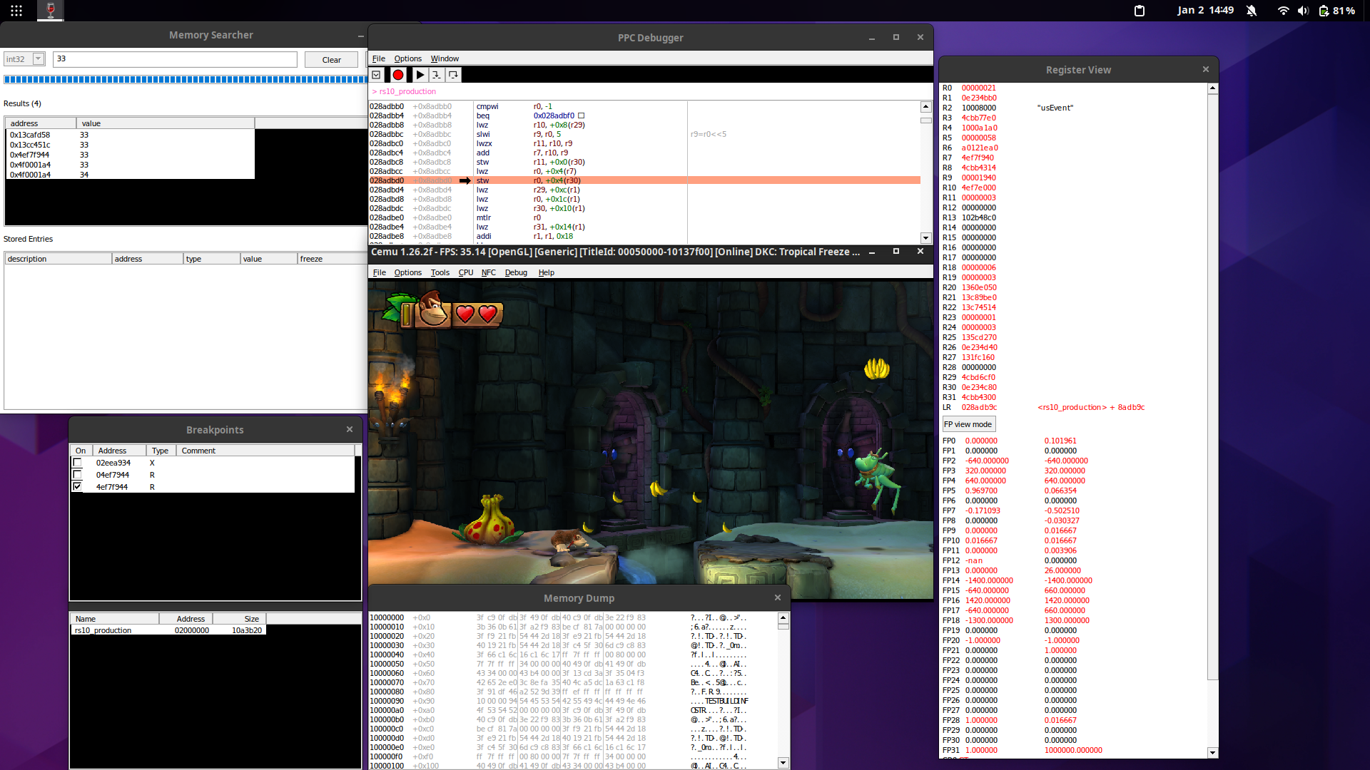 linux-ppc-debugger-memory-breakpoints-and-register-view-not-working
