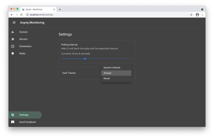 Web UI Settings and adaptive dark mode 