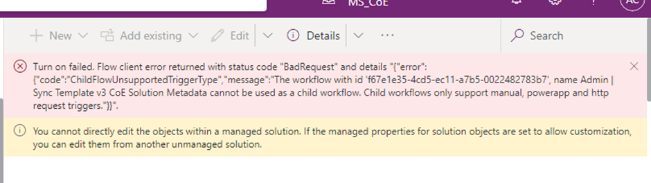 [CoE Starter Kit - BUG] COE Ste up Wizard issues - unable to turn on ...