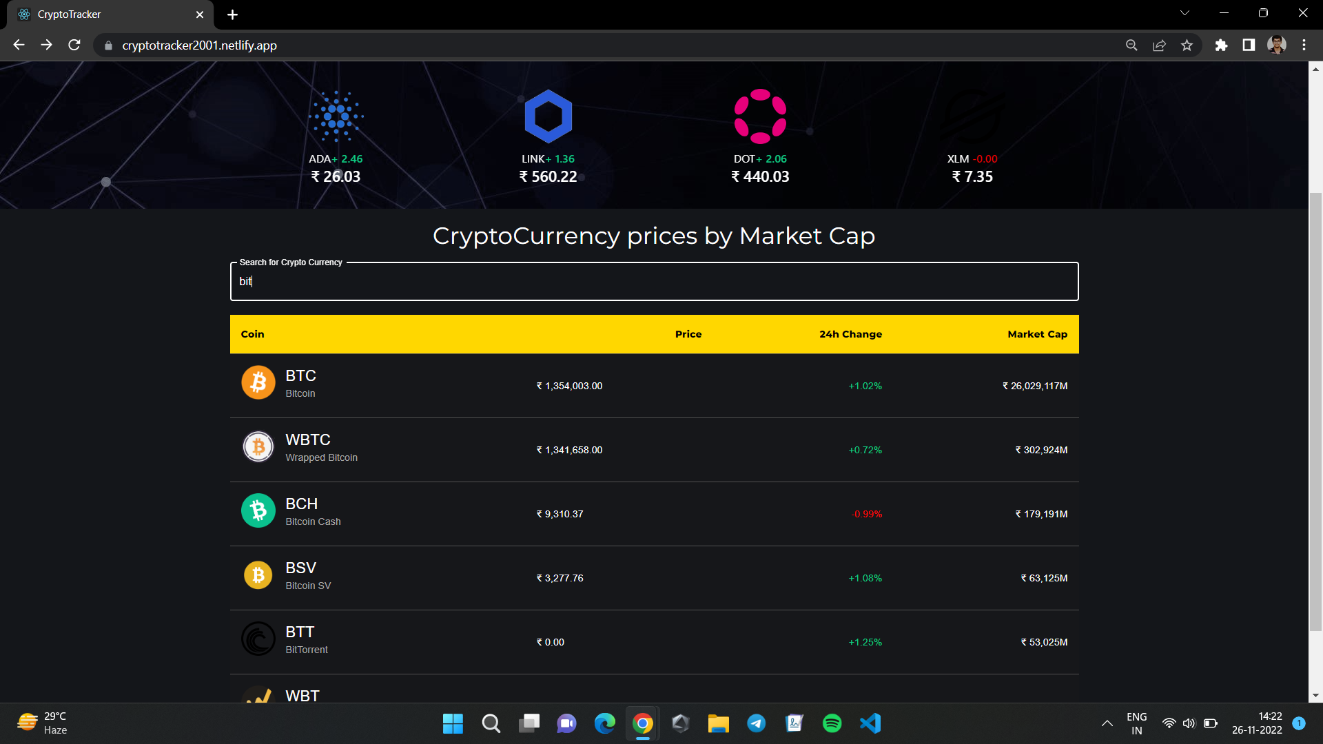 GitHub - harver2001/CryptoTracker_2.0: Checkout the stats for popular ...