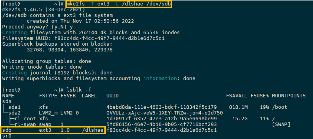 mke2fs -L Lable+name image
