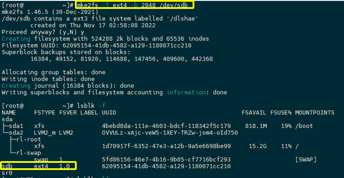 mke2fs -b Block+size image