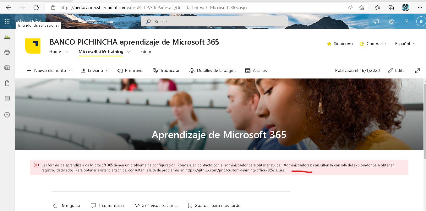 Microsoft Learn Error error in playlists