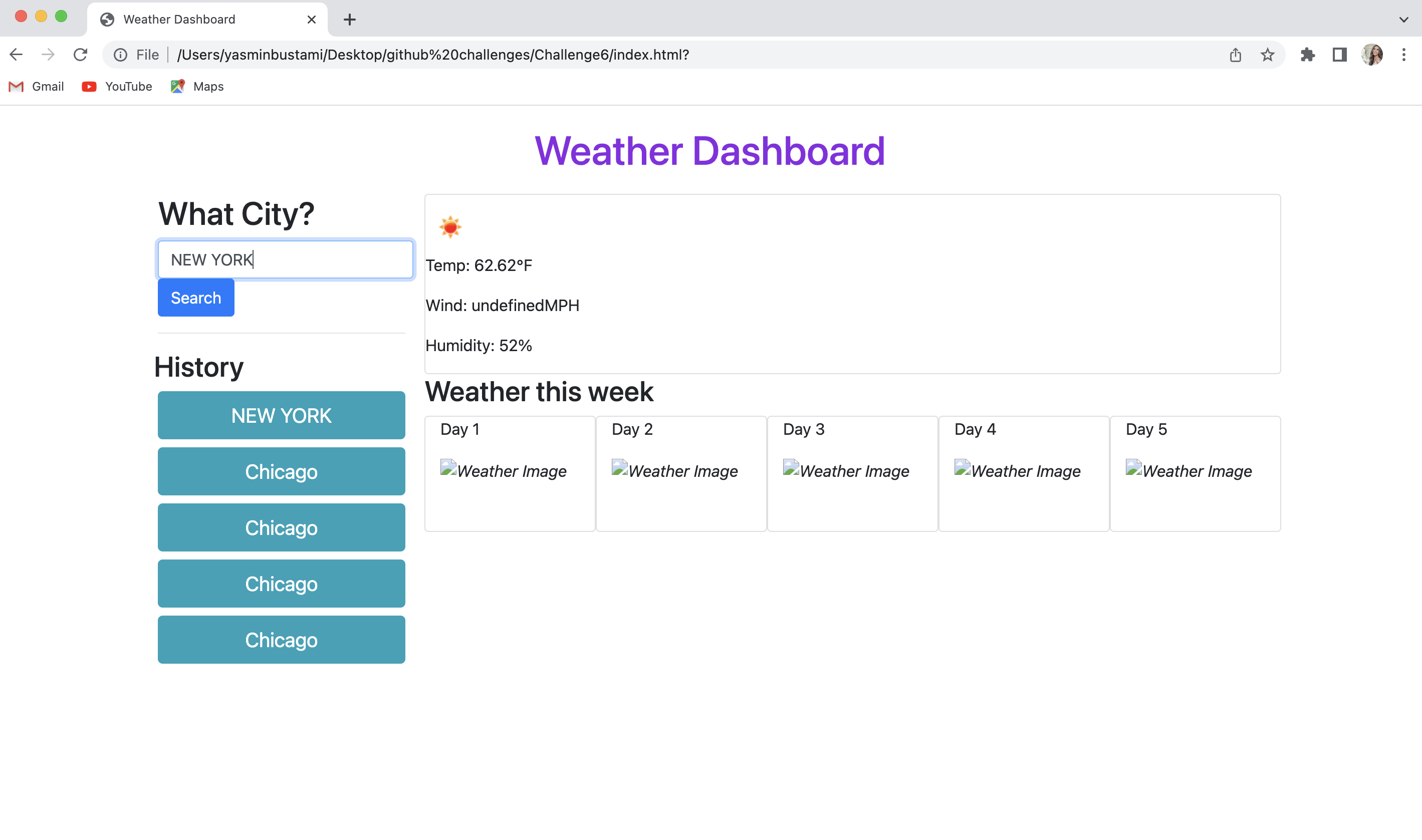 GitHub - yazbustami/Challenge6: Weather API