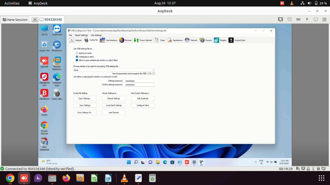 The Settings in SEB Config file "Use SEB Settings file for configuring ...