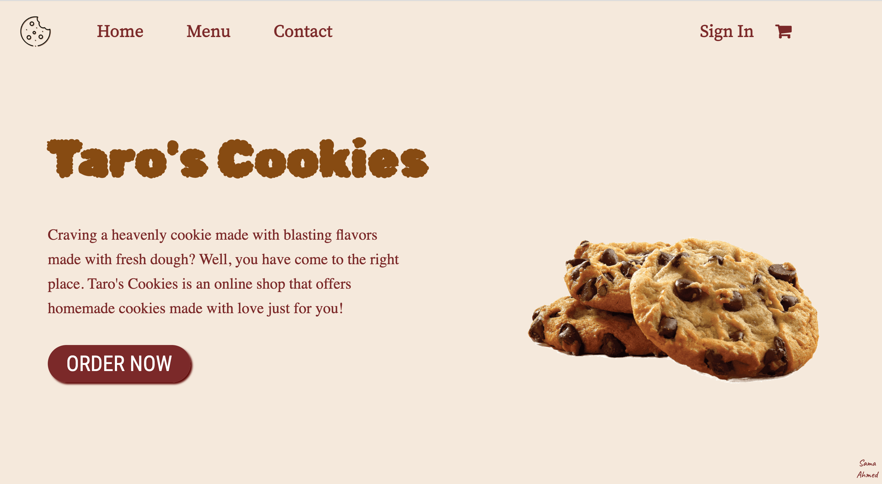 GitHub - 26samaahmed/Taros-Cookies: Using HTML and CSS, I created a ...
