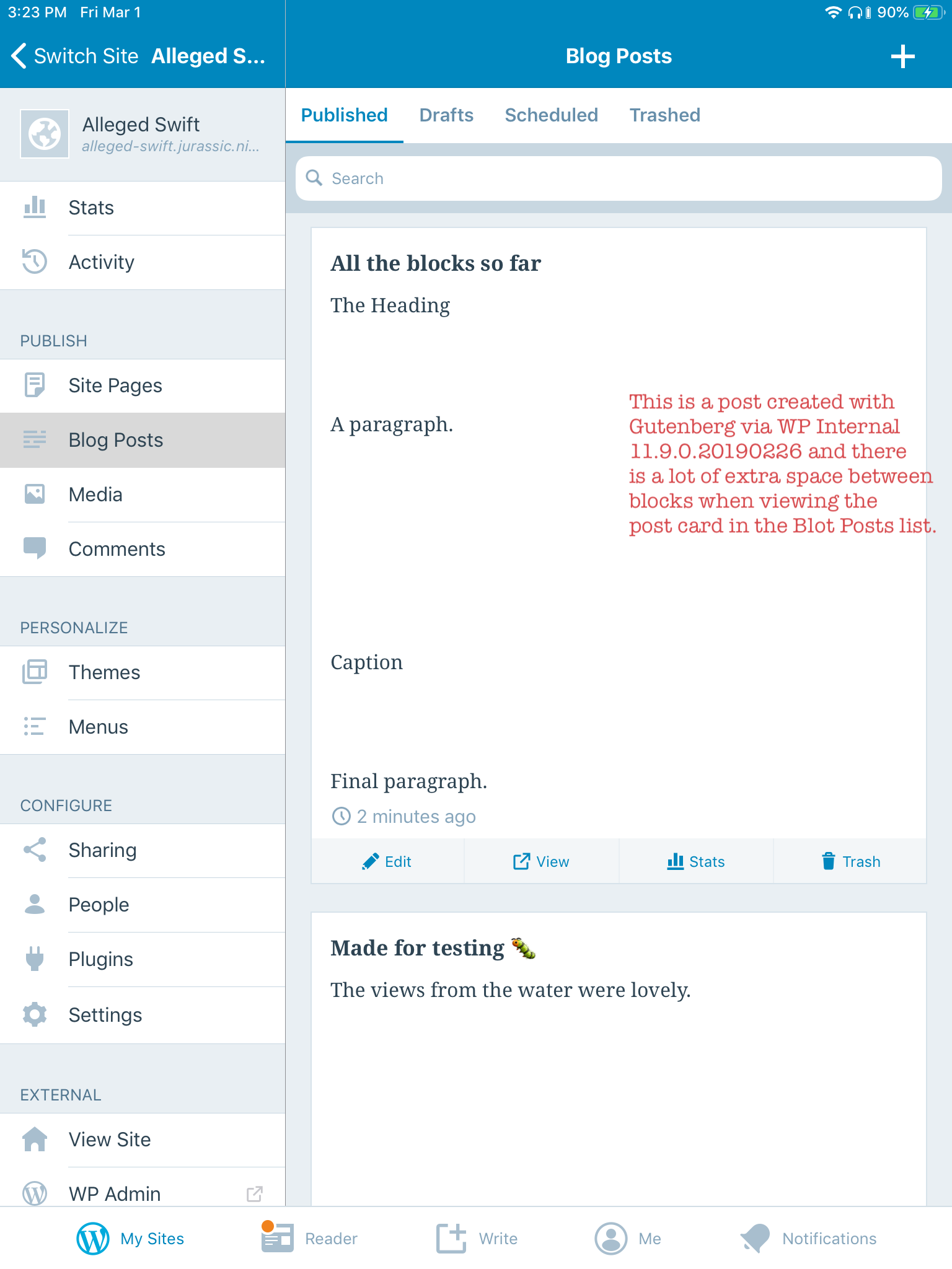 Editor / Post List too much extra space between blocks in the Blog