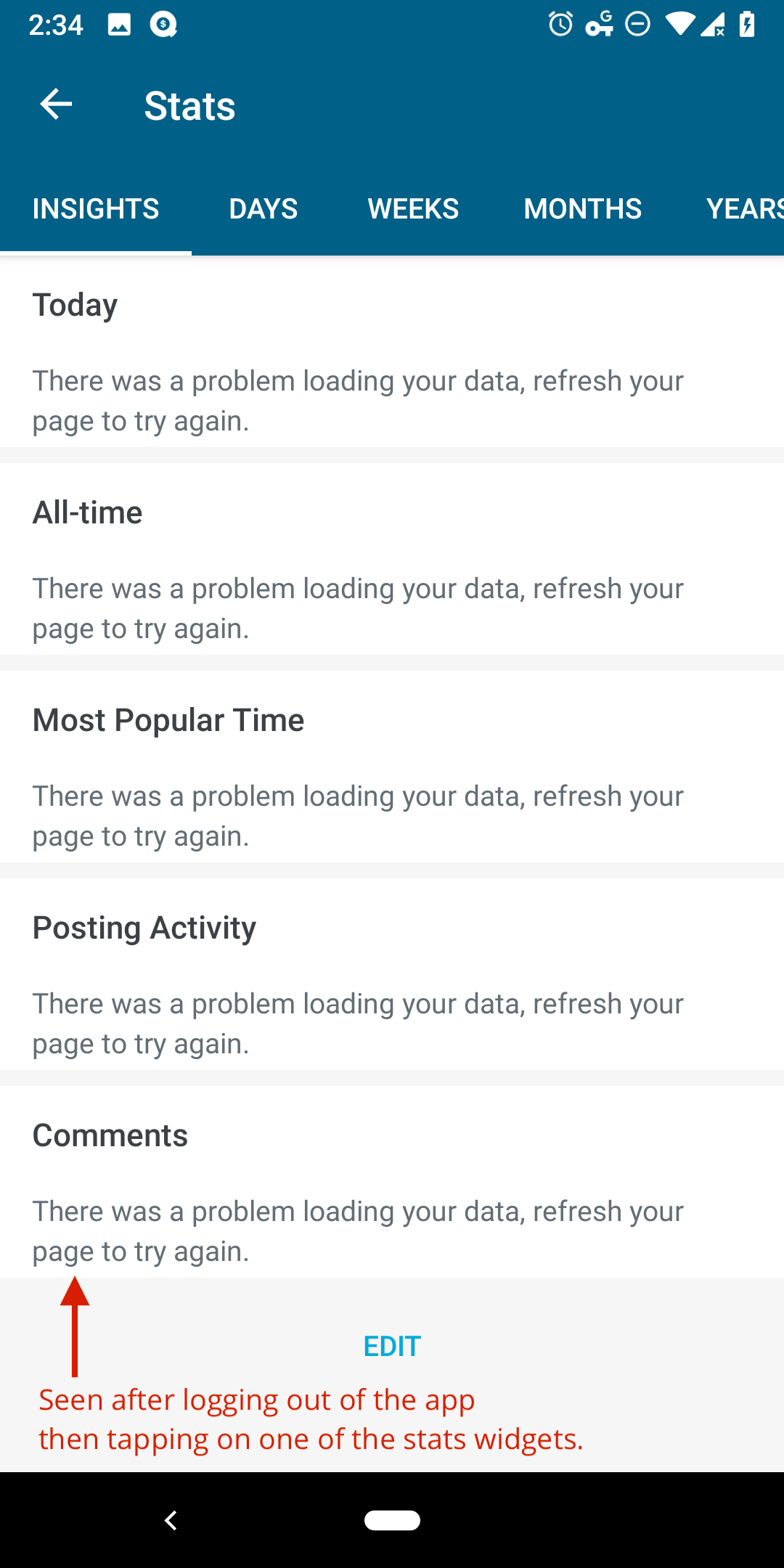 Stats Widget: data still shown in widgets after logging out of the app ...