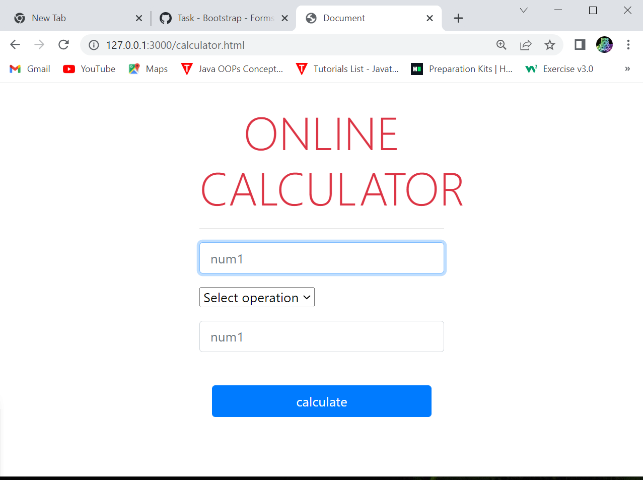 Task - Bootstrap - Forms - Online Calculator · akash-coded mern ...