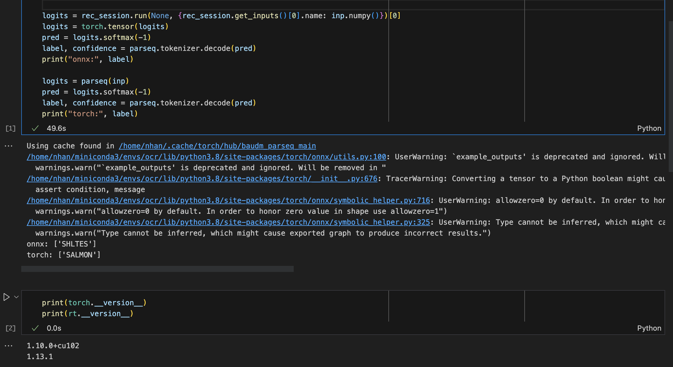ONNX and Torch inference outputs are not the same · Issue 108 · baudm