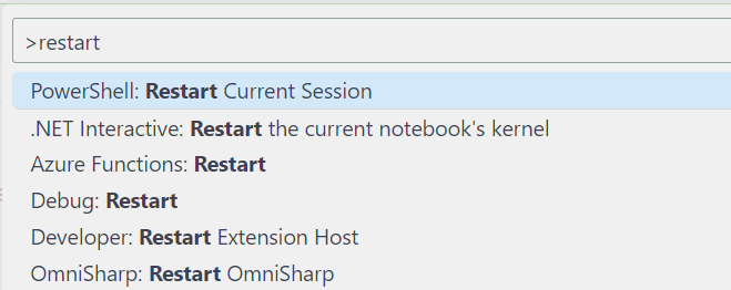 [VS Code Extension] Add command palette command Bicpe: Restart Current ...