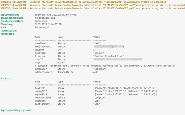 output of deployment