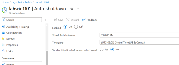 screenshot of auto-shutdown config