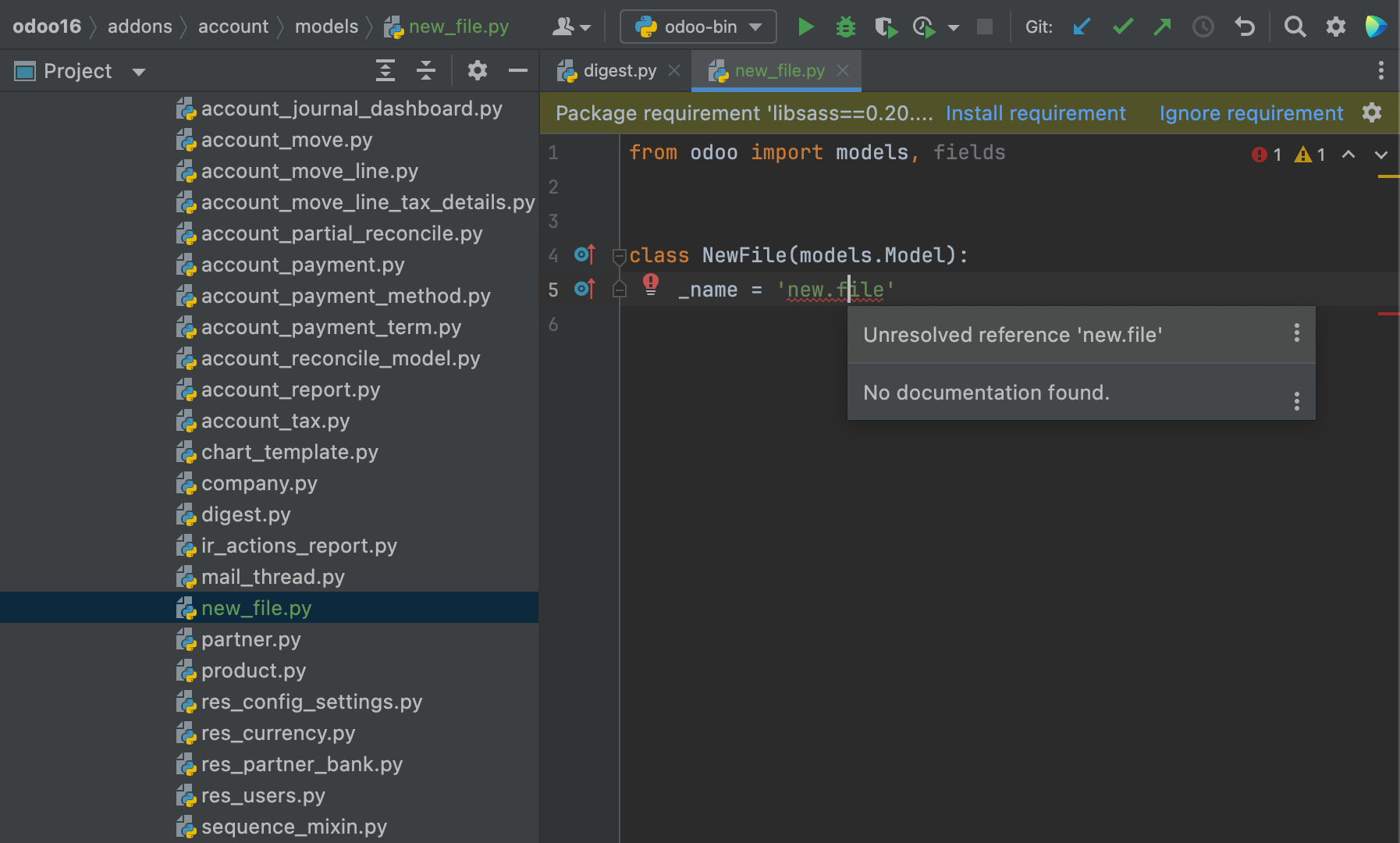 Unresolved model in newly created file · Issue #338 · odoo-ide/pycharm ...