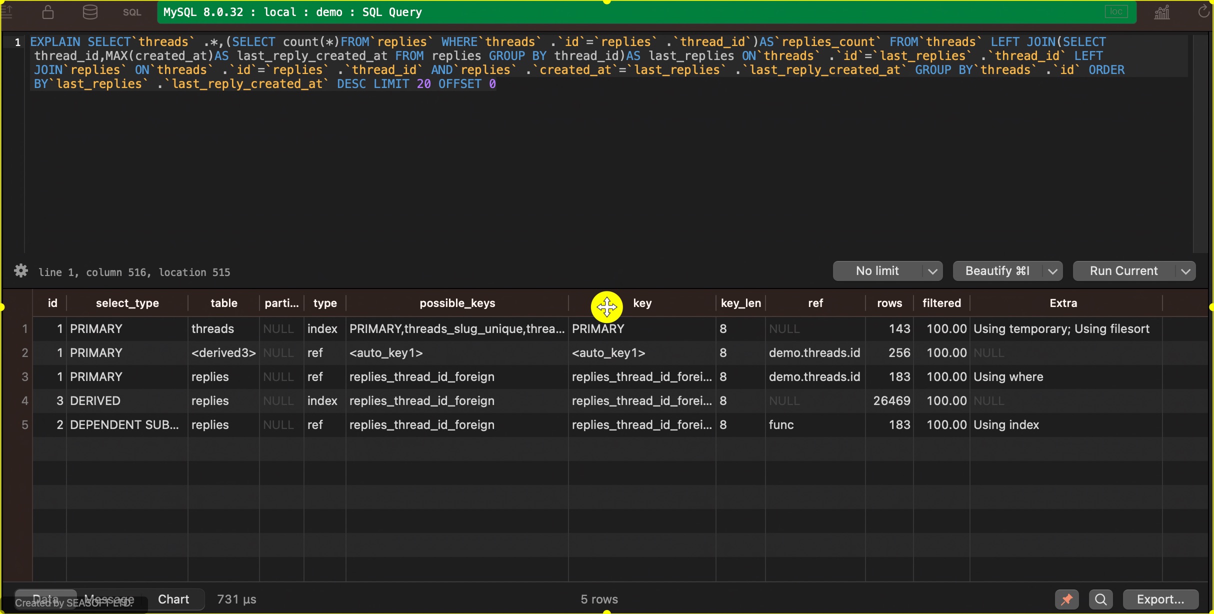 Query Screenshot