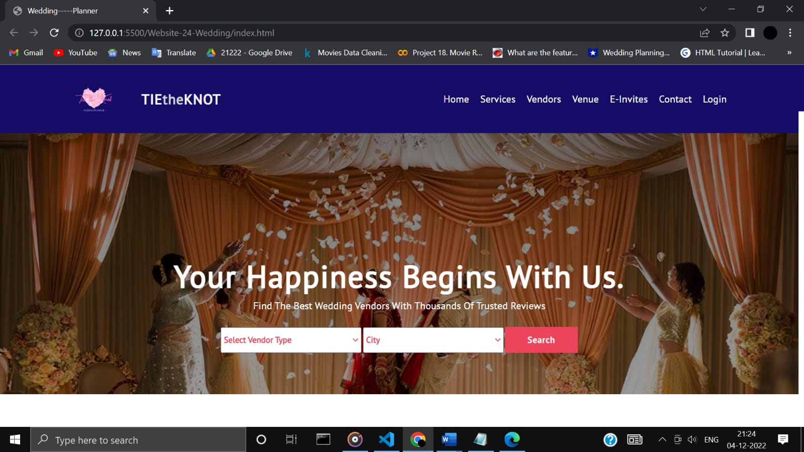 GitHub KanikaChopra/TieTheKnot The main objective of this website is for the couples to