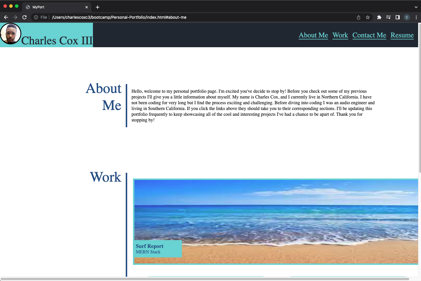 GitHub - CharlesCoxC3/Personal-Portfolio: Challenge Week 2 : Portfolio