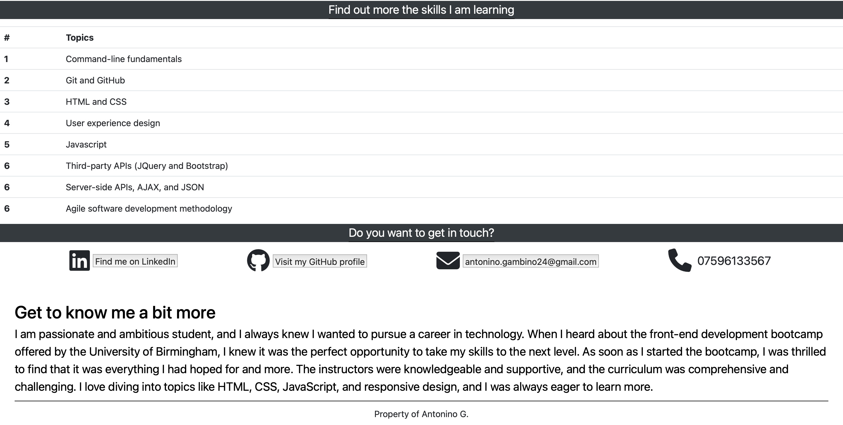 GitHub - antoninogambino/Bootstap-portfolio: University of Birmingham ...