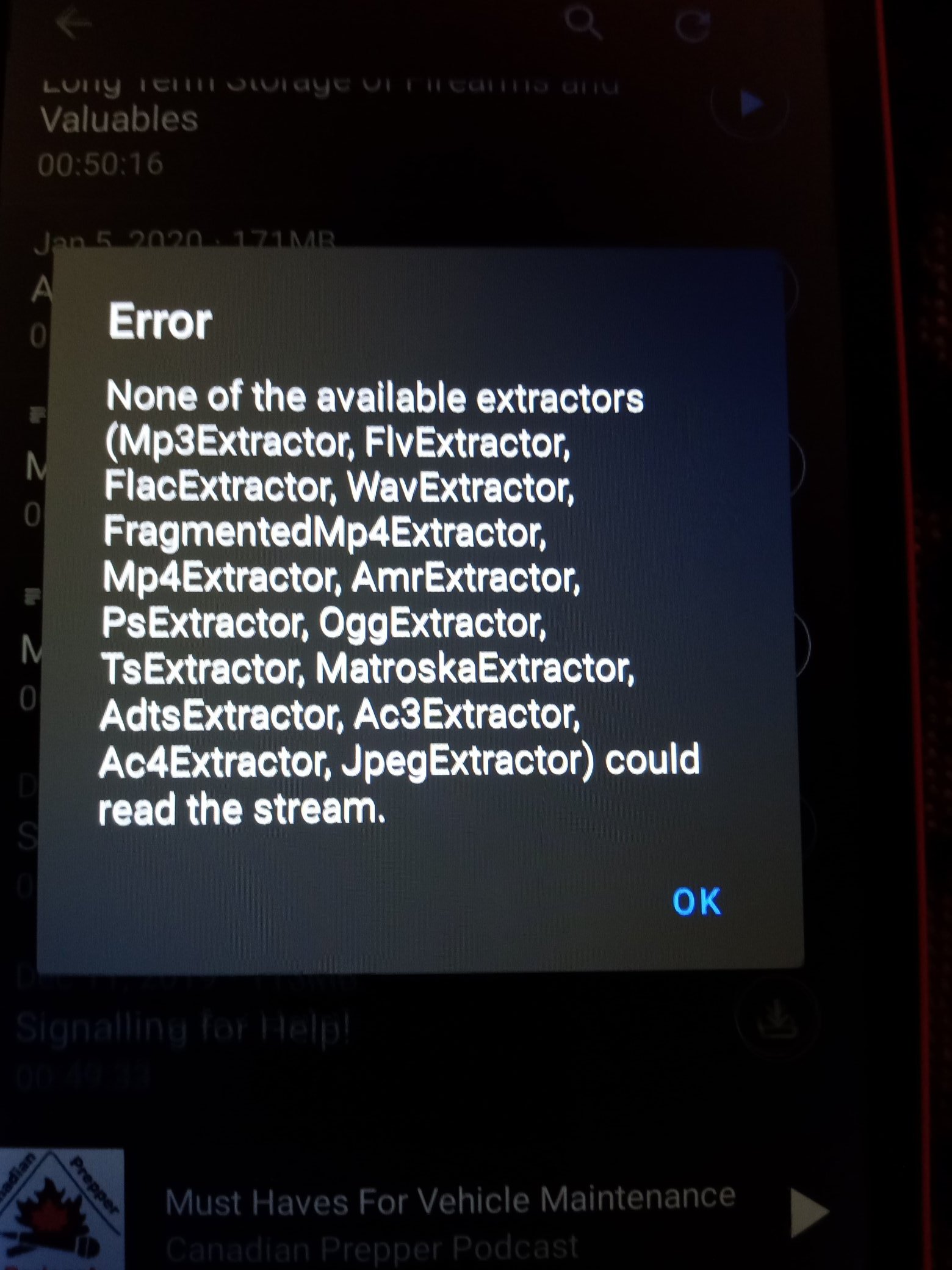Provide some context when showing error message about media file not ...