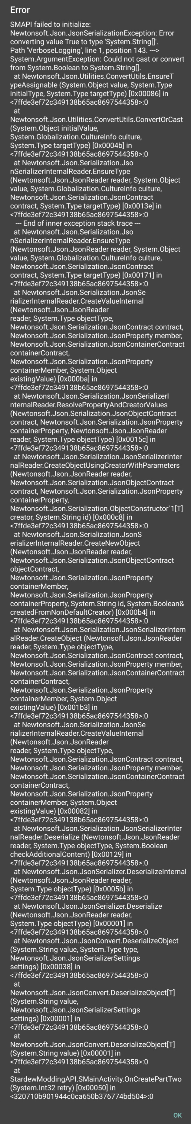 Error when launching smapi android v3 18 2 2 alpha a second time