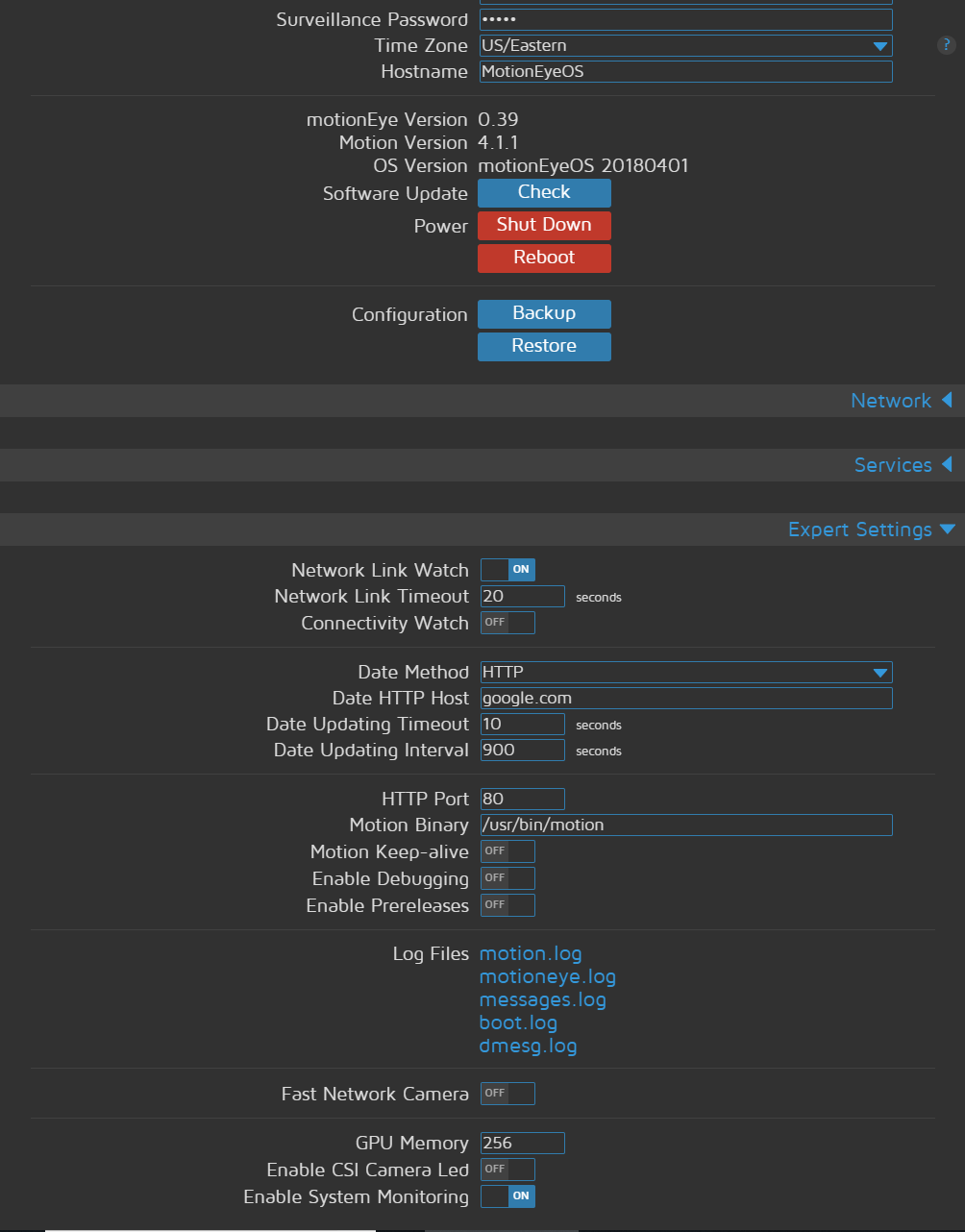  interface missing overclock option · Issue 1519 · motioneye