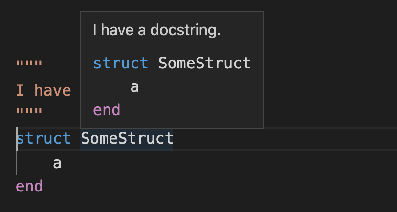 VSCode does not display docstring for definitions with a preceding ...