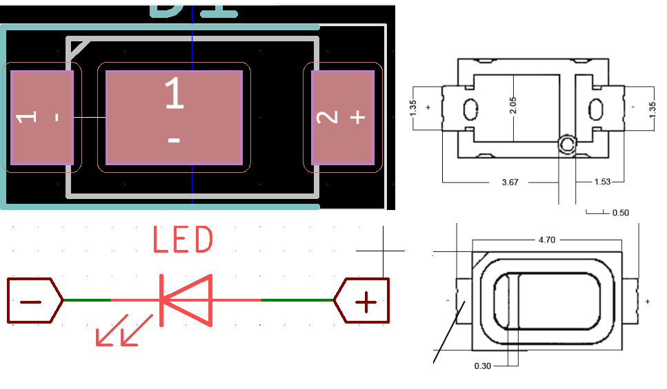 Footprint for SMD 5730 YUJI LEDS seems inverted · Issue 2373 · KiCad